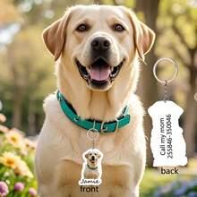 1pc Custom Photo & Text Decorated Pet Collar Pendant, Dog Birthday Memorial Anti-Lost ID Phone Collar Pendant Decoration - Multicolor - View 2