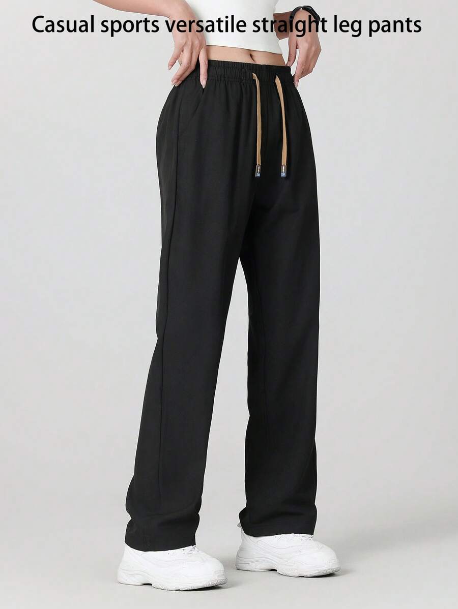 Women's Summer Casual Straight Leg Sports Pants, Fashionable & Versatile