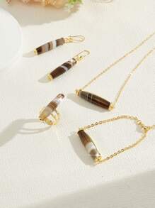 Mgyi Set de bijuterii retro de lux, la modă și de ultimă generație, pentru femei, colier, cercei, brățară, inel pentru femei, placat cu aur de 18K, cadou de Halloween pentru prieteni.