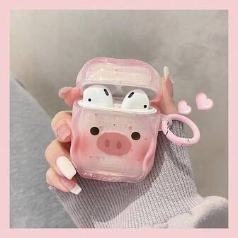 Estuche transparente para auriculares con diseño de cerdo salpicado de pintura de estilo de dibujos animados para AirPods 1/2, nuevo estuche protector inalámbrico para auriculares para AirPods 3/Pro/Pro2, regalo para novio/novia