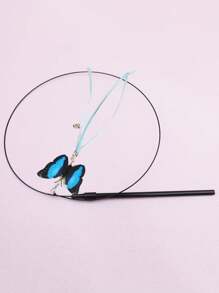 1pc Butterfly Shaped Cat Teaser Wand, Elastic Steel Rod With 3 Color Options, Cat Interactive Toy With Small Bell, Toys For Cat Training & Entertainment, Home & Outdoor Pet Supplies