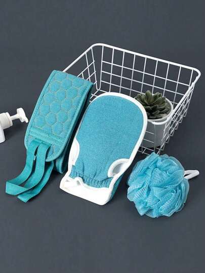 3 件套浴巾套装、双面沐浴去角质手套、超长去角质浴巾 - 终极身体背部去角质浴刷、按摩磨砂去角质剂和沐浴丝瓜络海绵去污套装浴室装饰秋季装饰返校