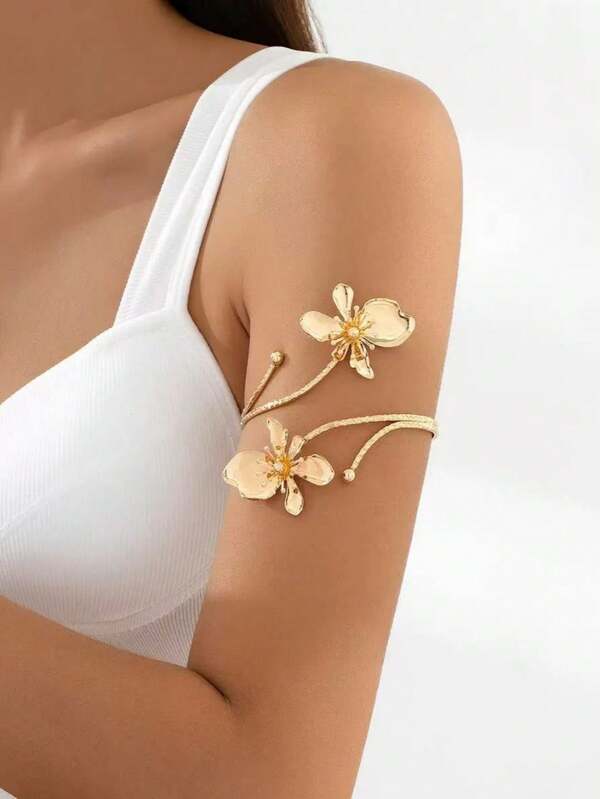 1pc Moda Exagerada Criativa Floral Padrão Braço Cuff