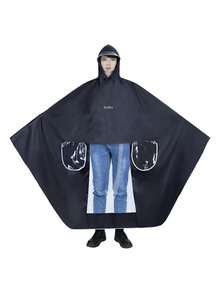 Impermeable De Lluvia Para Motocicleta Con Capucha Impermeable Unisex - Negro - Ver 2