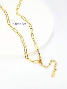 MONALLY 18K Gold Plated 1pc Luxury Fashion Safety Pin Chain Necklace For Women Stainless Steel Jewelry Best Friend Gifts For Party Graduation Prom Accessories