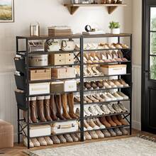BGTREND 8-Tier Metal Shoe Rack Organizer With Wooden Top, 24-32 Pairs Shoe Storage Shelf For Entryway Hallway (52.56" Tall, Brown) - 8 - 查看 8