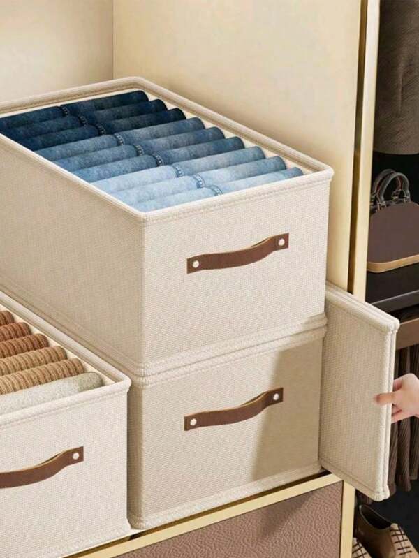 1/2pcs Beige Oxford Cloth Foldable Drawer-Style Clothing Storage Box Without Compartments For Closet, Jeans, And Sweater Organization. Decorations Autumn Decor Festival Decor Room Decor Home Decor Fall Decor Bedroom Decor(Please Note The Size Before Ordering)
