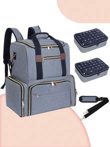 This Nail Polish Storage Backpack Can Hold 80 Bottles (15ml/0.5 Fl Oz) Of Nail Polish And One Manicure Lamp, With 2 Detachable Storage Bags And 6 Tool Compartments, Making It An Ideal Travel Companion For Nail Technicians And Beauty Enthusiasts, As Well As A Great Gift For Women, Christmas, And Other Occasions. - Multicolor - View 8