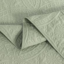 Austin Oversized Bedspread Set 3-Piece Ultrasonic Quilted Soft Lightweight Microfiber Coverlet For All Season - Sage Green - View 4