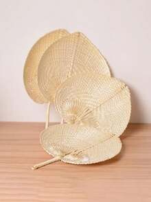 1件手工草编驱蚊风扇，轻巧，适合夏季