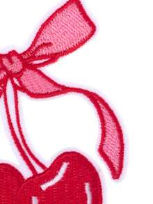 1个红色樱桃蝴蝶结布贴，个性化DIY服装配饰，刺绣缝纫熨烫贴片，适用于衣服、鞋子、包包，夏季、学校主题 - 彩色 - 查看 5