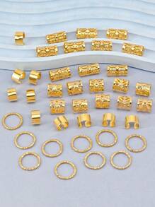 40 pezzi/set Anelli per capelli vintage in lega cava, fermagli per capelli, accessori per capelli estivi per trecce, fermagli per capelli, articoli scolastici