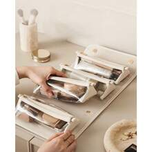 Beige Foldable & Detachable Cosmetic Bag, All-Season Compact Makeup Pouch, Large Capacity 4-In-1 Travel & Outdoor Toiletry Bag, High-End & Waterproof Graduation - White - View 4