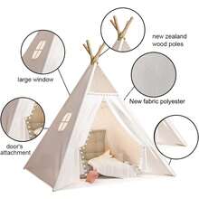 1pc White Conical Tent With Padded Fun Indoor Tent, Foldable Tent Canvas For Indoor Outdoor Use - White - View 8