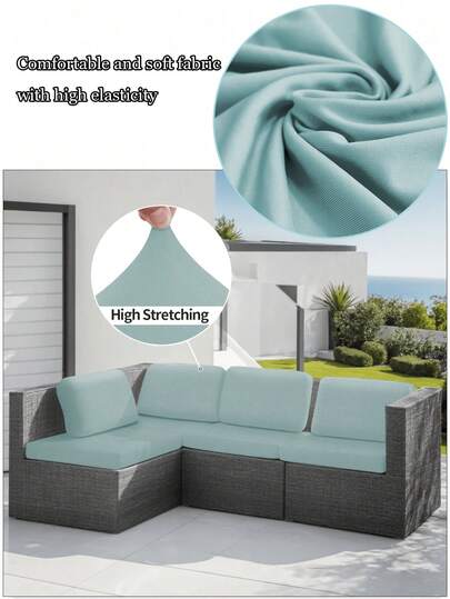 1 pieza Funda de cojín de sofá de exterior de seda de leche de unicolor, de alta elasticidad, a prueba de polvo y resistente a la suciedad, adecuada para todas las estaciones