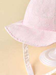 TUTUYA Cappello da sole per bambini con disegno ricamato, cappello a secchiello con ampia tesa per protezione solare, cappello in colore solido minimalista con morbida tesa per bambini - Rosa - Visualizzare 4