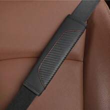 2pcs Customized Logo Carbon Fiber Leather Car Seat Belt Shoulder Pad Covers