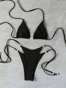 Costume da bagno bikini con laccetti, colido colore sexy, per donne, della marca Polovedo
