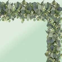 1pc Eucalyptus Garland Lush Silver Dollar Eucalyptus Leaves Boxwood Artificial Faux Greenery Garland Vines For Baby Shower Wedding Party Table Runner Room Home Mantle Decor