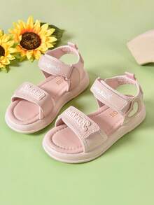 1 Pair Baby Girls Casual Simple Design Buckle & Open-Toe Beach Sandals - Pink - View 1