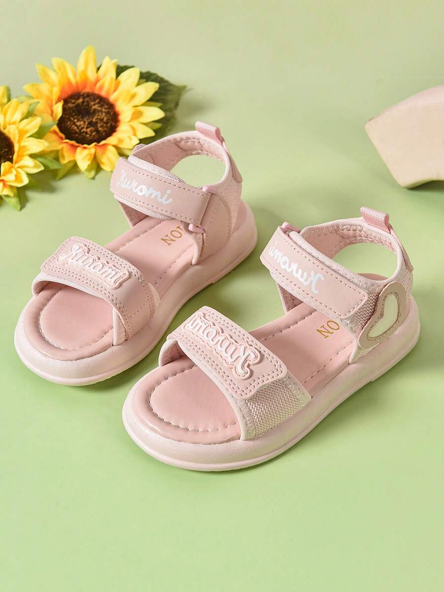 1 Pair Baby Girls Casual Simple Design Buckle & Open-Toe Beach Sandals - Pink - View 1