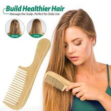 1 Natural Bamboo And Wood Comb, Smooth Hair, Anti-Static Scalp Massage Bamboo And Wood Comb, Hairstyle Comb