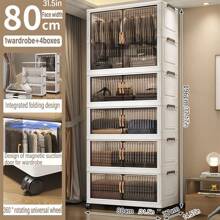 Foldable Wardrobe Clothes Storage Cabinet, Thickened Closet For Home/Bedroom, Easy Installation, Suitable For Children