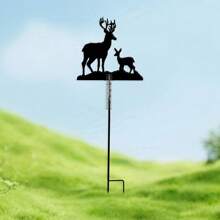 5ml Capacity Black Double Deer Silhouette Rain Gauge, Waterproof Outdoor Garden Lawn Rainfall Meter, Creative Yard Courtyard Decor Weather Station Gardening Tool