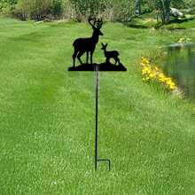 5ml Capacity Black Double Deer Silhouette Rain Gauge, Waterproof Outdoor Garden Lawn Rainfall Meter, Creative Yard Courtyard Decor Weather Station Gardening Tool