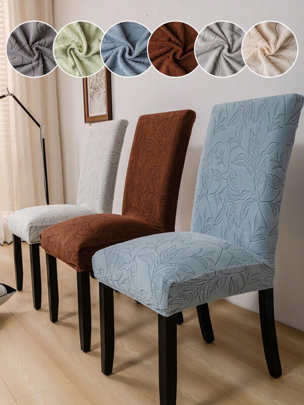 1/4/6pcs Plush Jacquard Chair Covers, Elastic Chair Slipcovers, Easy To Clean, Durable, Suitable For Family Gatherings, Dining Room, Living Room, Home Decor