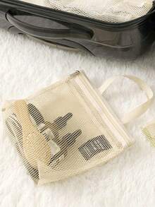 轻质网状淋浴包，带拉链手柄，便携式悬挂式卫生间和浴室收纳袋，采用速干技术，便携式洗漱包，非常适合健身房和旅行化妆包化妆品收纳化妆品收纳包旅行配件刷包化妆容器旅行用品旅行必需品女士配饰旅行用品大学度假巡航暑假必需品女士洗漱包洗漱包手提包收纳 - 彩色 - 查看 6