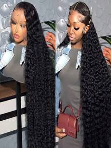 40 Inch Deep Wave 13x4 Lace Front Human Hair Wig 200% Remy Curl Full Lace Frontal Wig Human Hair For Black Women - Natural Black - Xem 2