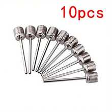 10pcs Stainless Steel Sports Ball Inflator Needles - Valve Adapters For Soccer, Basketball And Football - Silver - View 1