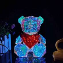 1 Pc 25 CM LED Teddy Bear Night Lights Colorful Lighting Two Styles Red Heart And Colored Heart Bedroom Desk Lamp Valentine's Day Atmosphere Surprise Romantic Gift USB Interface Living Room Party Bedroom Home Decor Happy Birthday Room Stuff Graduation Season Use