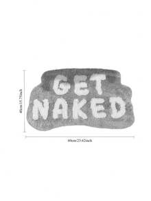 1pc Bathroom Asymmetrical Shape Absorbent Non-Slip Mat, English Letter Faux Wool Front Door Mat, High Density Flocked Replacement Mat, Kitchen Anti-Dirty Absorbent Carpet Christmas Decor Kitchen Rug