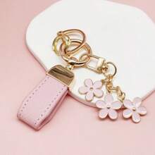 TTOBS 1pc Elegant Leather Key Chain With Lovely Flower Pendant - Durable, Fashionable And Multifunctional Keychain For Women - Variety Of Colors, Perfect Accessory And Gifting Idea For Car Owners