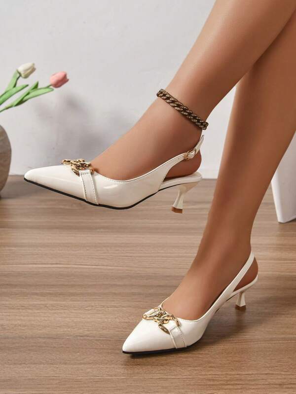 Sand beige dezente Absätze für Damen - Slingpumps mit Nude-Ton, bequeme Büro- und Hochzeitsschuhe für Damen