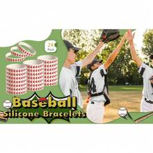 12/24pcs Baseball Silicone Wristbands, Wireless Sports Bracelet, Rubber Wristband Waterproof & Elastic, Suitable For Players, Sports Gifts, Great Gift For Baseball Team