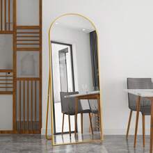 Full-Length Mirror, 60 X 165 Cm, Curved Standing Mirror, Full-Length Mirror, Wall-Mounted, Leaning Mirror, Standing Mirror, Full-Length Mirror As A Dressing Mirror For The Living Room, Gold - 金色-60x165cm - 查看 4