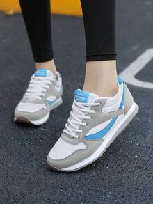 Autumn Mesh Thick Sole Casual Sports Sneakers , Fashion Versatile Simple Comfortable Shoes - White and Blue - View 4