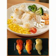 Lovely Cat Shaped Rice Ball Maker - Ideal For Sushi & Seaweed Rolls, 200g Capacity Rice Bowl, Suitable For Home Kitchen & Picnics, DIY Bento Box Accessory, Sushi Mold Tool, Baby Feeding, Creative Cat Design Lunch Box, Made Of Safe Plastic, Applicable For Kitchen & Dining, For Making Rice, Mashed Potato, Pumpkin Puree, Breakfast, Grilling And Outdoor Cooking - White - View 6