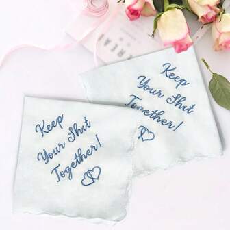 1 Pc Wedding Embroidered Handkerchief For Weddding Day Engagement Bridal Shower Bachelorette Hen Party Gift Present