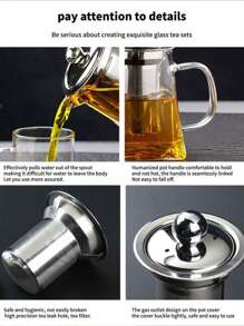 1 Stück dickwandiger hochhitzbeständiger und frostfester Teekanne aus Borosilikatglas, mit 304er Edelstahlfilter, für losen Tee, Kaffee, kochendes Wasser, geeignet für Gasherd & Induktionskochfeld, für Zuhause & Büro, Schulanfang