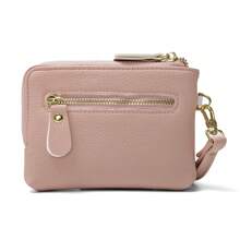 Mini Leather Coin Purse With Keychain Fashion Multi-Zip Wristlet Wallet Card Holder Portable For Women Wallet Mini Wallet Purse Wallet Coin Wallet Travel Wallet
