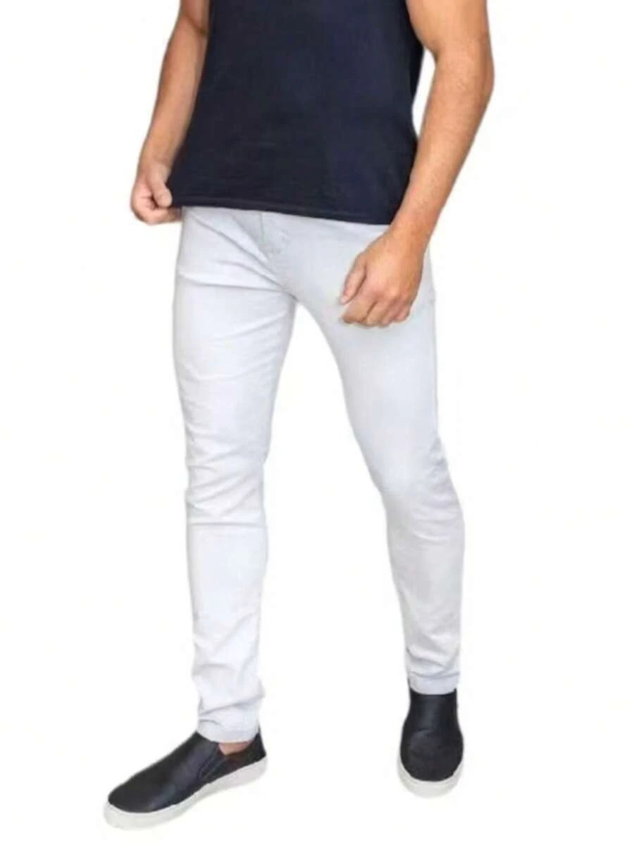 Men's Twill Pants With Elastane Lycra Various Colors Black Navy Blue Beige Caramel Lead Gray - Màu be - Xem 1