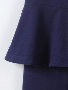 2-In-1 Girls Dress & Leggings Set, Navy Blue, Sweet & Cute Style, Suitable For Spring & Autumn Seasons - Blue - View 3