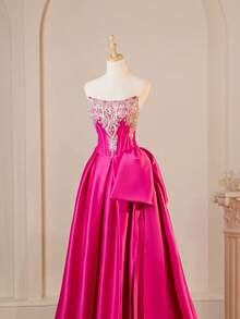 Vestidos de bola con aplicaciones estilo Bridgerton para mujeres, vestido de dama de honor, vestido de noche de hermanas para temporada de bodas, formal, para invitados de boda - Rosa Fucsia - Ver 5