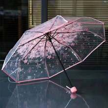 1pc Unisex Hand Open Foldable Transparent Umbrella, Compact Folding Rain Umbrella, Photo Prop