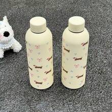 1 件 500ml/17oz 双层不锈钢真空保温水瓶，带蝴蝶结装饰，适合旅行、健身房、户外运动、咖啡杯、汽车杯、全年饮料杯、生日、节日礼物 - 彩色 - 查看 2