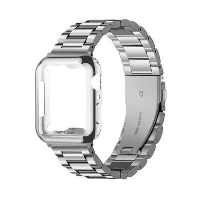 2 件不锈钢金属 Apple Watch 表带 + TPU 保护壳，可调节表带兼容 Apple Watch 系列 10 9 8 7 6 5 4 3 2 1，38 毫米 40 毫米 41 毫米 42 毫米 44 毫米 45 毫米 46 毫米 49 毫米，适合男女、商务、户外、旅行、礼物、时尚、日常装饰